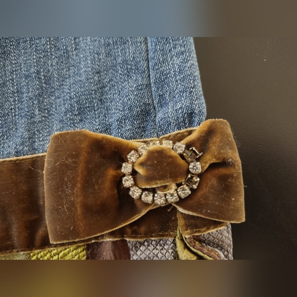 Women's Blue Jeans with Patterned Cuffs - Picture 7 of 8